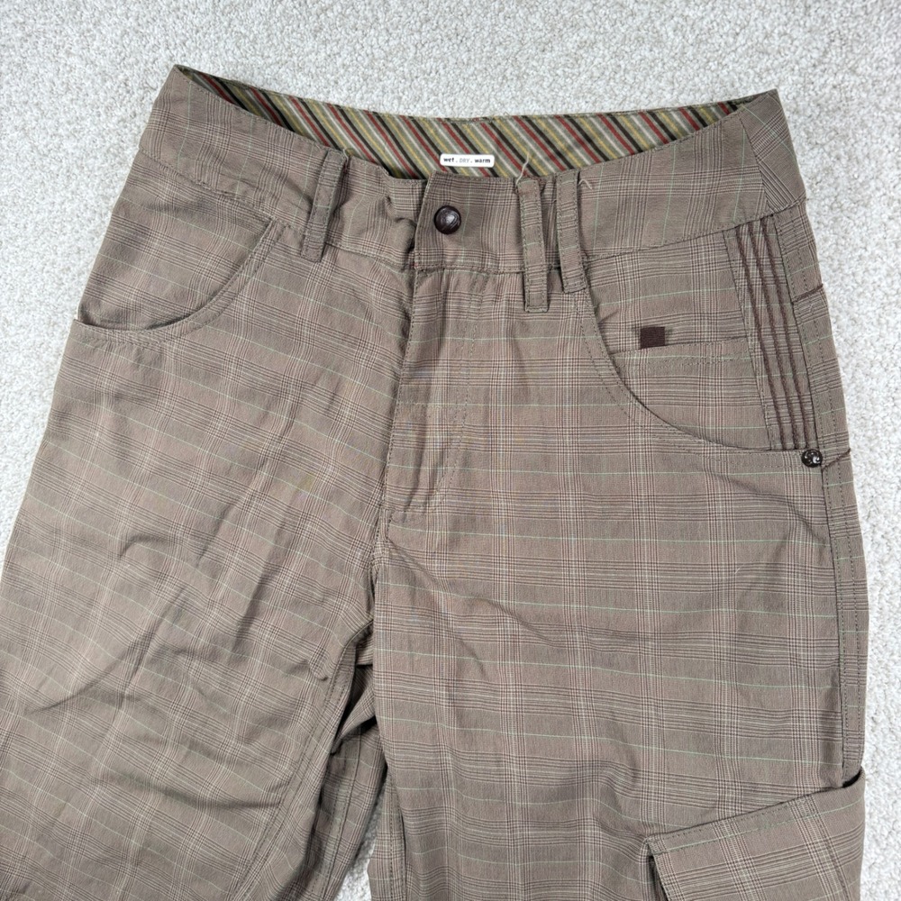 Lululemon Cargo Shorts Mens 30‎ Brown Plaid Performance Nylon Spandex Stretch